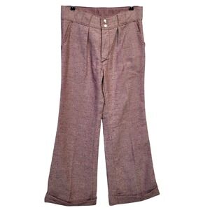 Vintage Male 70s Burgundy Slub‎ Weave Flare Pants Mens 34x33 Scovill Zip USA